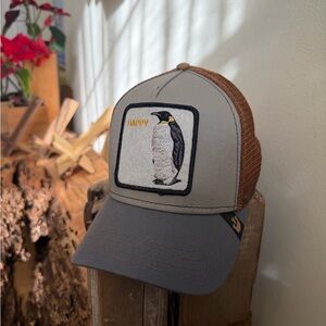 Goorin Bros “Happy” Brown and Gray Penguin Trucker Hat